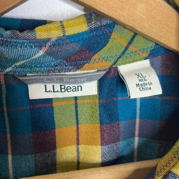 L.L Bean Scotch Plaid Button Up Collard Long Sleeve Flannel Granola Girl Shirt - Picture 8 of 12